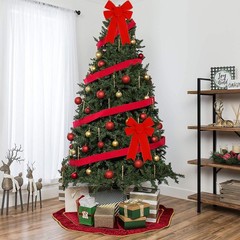 Hongsome 10 Pack Red Bows Christmas Tree Decorations,9”x13”Large Multicolor