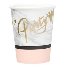 WHITE BLUSH 24 Marble 9 oz All Purpose PAPER CUPS Party Catering Decorations