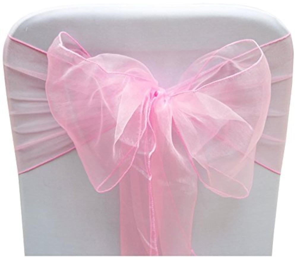 Elegant Organza Sashes, Chair Decor, Special Events, Pack Of 10, Pink