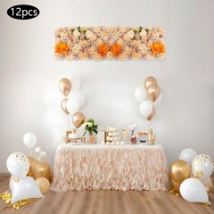 Champagne & Autumn Warm Tones Artificial Flower Panels 12Pcs Durable Fade Proof
