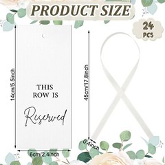 Kosiz 24 Pack Reserved Chairs Signs with Ribbon for Wedding Reception Party R…