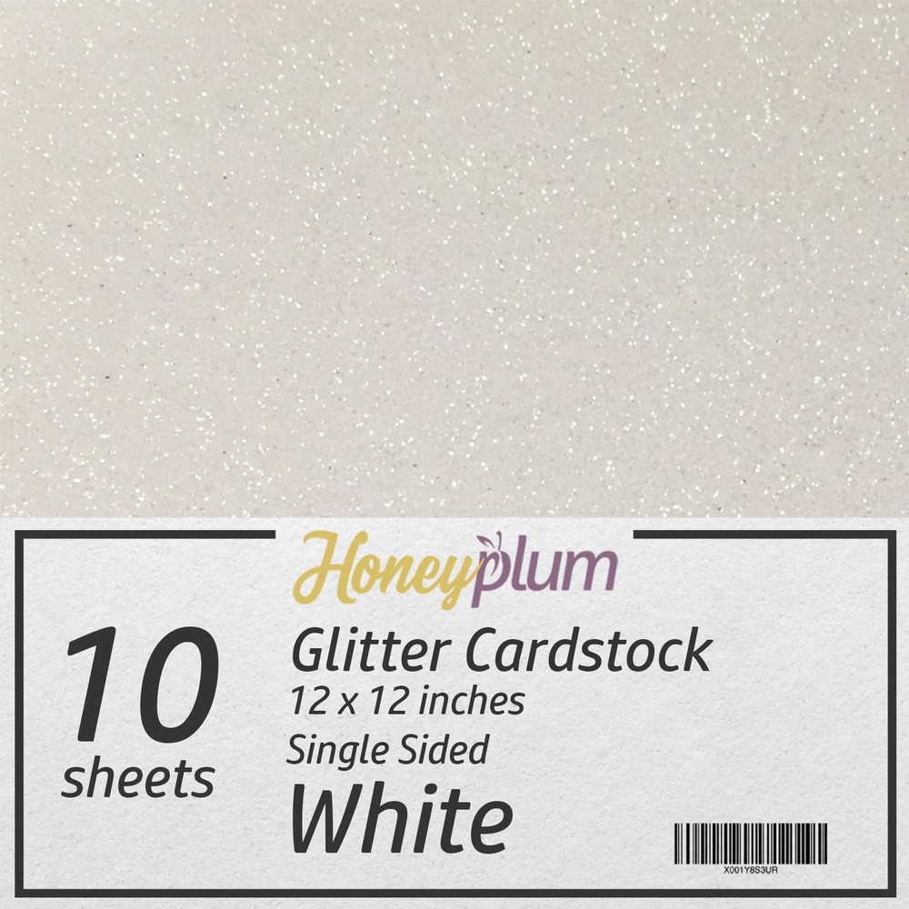 White Glitter Cardstock – 10 Sheets Premium Paper – 12″ x 12″,
