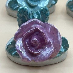Floral Place Card Holders Pastel Rose Ceramic Table Decor Set of 8
