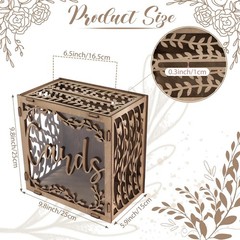 Brown Wooden Wedding Card Box Window Decorations Reception Money Gift Box