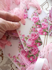 Shabby Chic Rose Romantic Wedding Bridal Baby Shower Garden Hang Tags