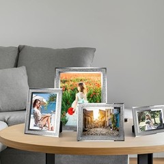 Glass Photo Frame 4×6 5×7 6×8 inch High Definition 5X7 inch Shiny Silver
