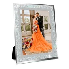 Glass Photo Frame 4×6 5×7 6×8 inch High Definition 5X7 inch Shiny Silver
