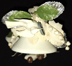 VTG BRIDE & GROOM LOVE BIRD DOVE w/RINGS WEDDING BELLS & HORSESHOES CAKE TOPPER