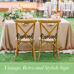 Wood Sign, 6 Pieces Reserved Unfinished Wedding Decorative Signage with Hanging