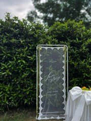 Lace Sheer Wedding Welcome Sign, Tulle Fabric Ceremony Banner