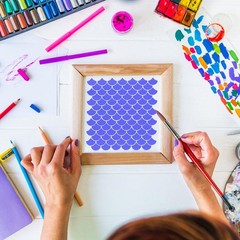 16 PCS 6 Inch Checks Diamond Stencils, Brick Mermaid Scale Reusable Plastic P…