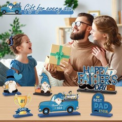 6 Pcs Father’s Day Table Decorations – Wooden Best Dad Ever Centerpieces No 1 Da