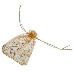 100Pcs 10X15cm Eyelash Printed Gold Organza Bags Jewelry Pouch Bags Organza8653