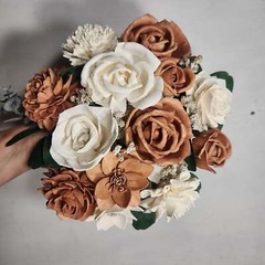 Rose Gold Ivory Sola Wood Bridal Wedding Bouquet Accessories