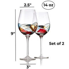 Bezrat Wine Glasses Hand Painted – Set of 2 – Women Wine Gift – Wine Lover Gl…
