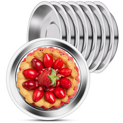 Offiper Deep Stainless Steel Plates 8 Set 7 Inch 30418/8 Metal Food Serving
