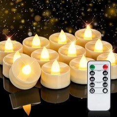 12pcs Flameless LED Tea Lights with Remote 10Key, Warm White Glow, Ivory Base