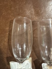 Wilton Toasting Glasses Silver Tone Hearts Flute Style 6 Ounces Set Of 2
