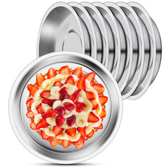 Offiper 8 Deep Stainless Steel Plates 7.8 Inch 30418/8 Metal Camping Plate