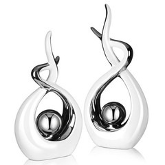 Modern Ceramic Table Decor Set – 2 Pcs Centerpieces for Home & Office, White & S