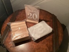 Frosted Arch Table Numbers w/ Stands 1-20, 5×7 Acrylic, Event / Wedding Decor