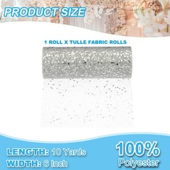 Tulle Fabric Rolls 6″ by 10 Yards Fabric Spool Tulle for DIY, Silver