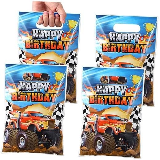 50 Pieces Monster Truck Party Favor Bags Racing Car Candy Goody Treat Plastic