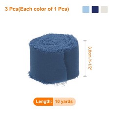 3 Rolls Chiffon Ribbon 1-1/2″ 10Yard Cream/Sage Green/Jean Blue
