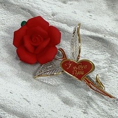 Glass Baron Red Long Stem Rose «I Love You» Gold Accent Y-S2 808-R5