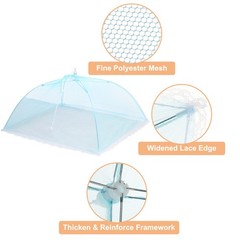3 Pcs Large and Tall Food Covers 17″ Mesh Food Covers for Outdoors, Blue