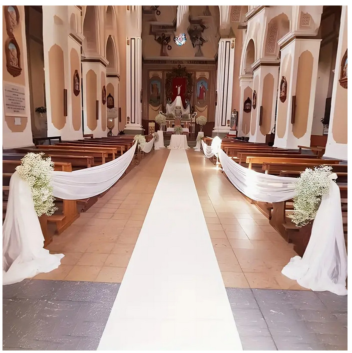 Wedding Aisle Runner White Plain lace like no Design 36″x 75ft.