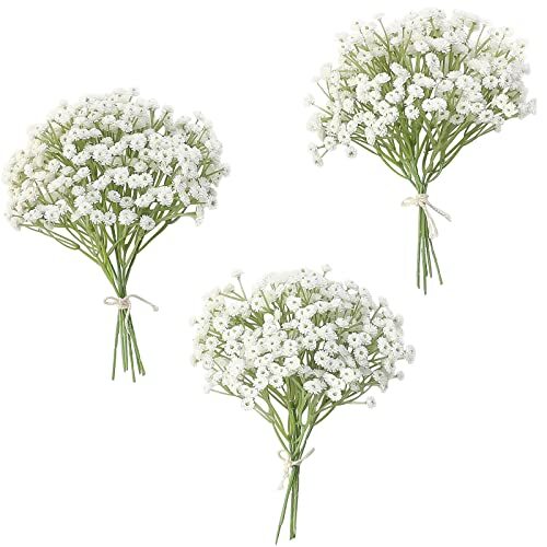 18pcs Artificial Babys Breath Gypsophila Greenery Sprays, Real Touch White
