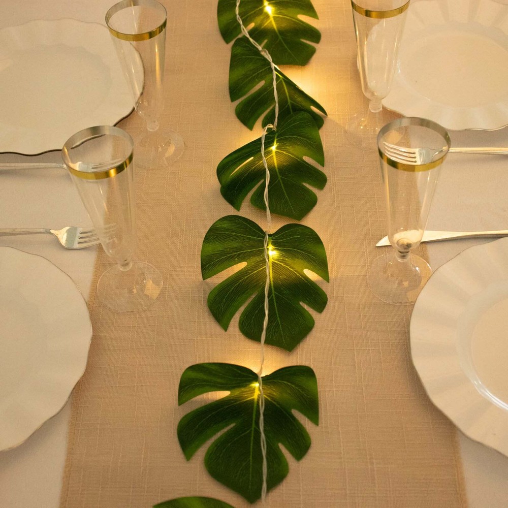 10 feet Green LED Artificial Monstera LEAVES Garland String Lights Party Events
