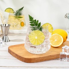 36 Pcs 12 oz Plastic Ribbed Wine Glasses, Origami Ripple Clear 36 PCS