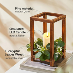 Rustic 54 Pcs Wooden Wedding Lantern Centerpieces with Candles & Wreaths