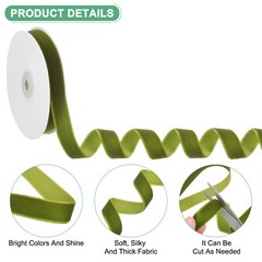 Velvet Ribbon 10 Yards 5/8″ Wide Nylon Fabric Ribbons Olive Green