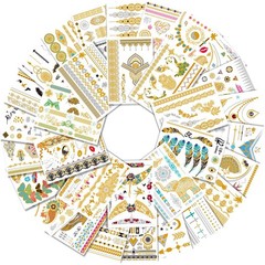 Aresvns Gold tattoo metallic 32 Sheets,Over 340+ Flash temporary tattoos for …