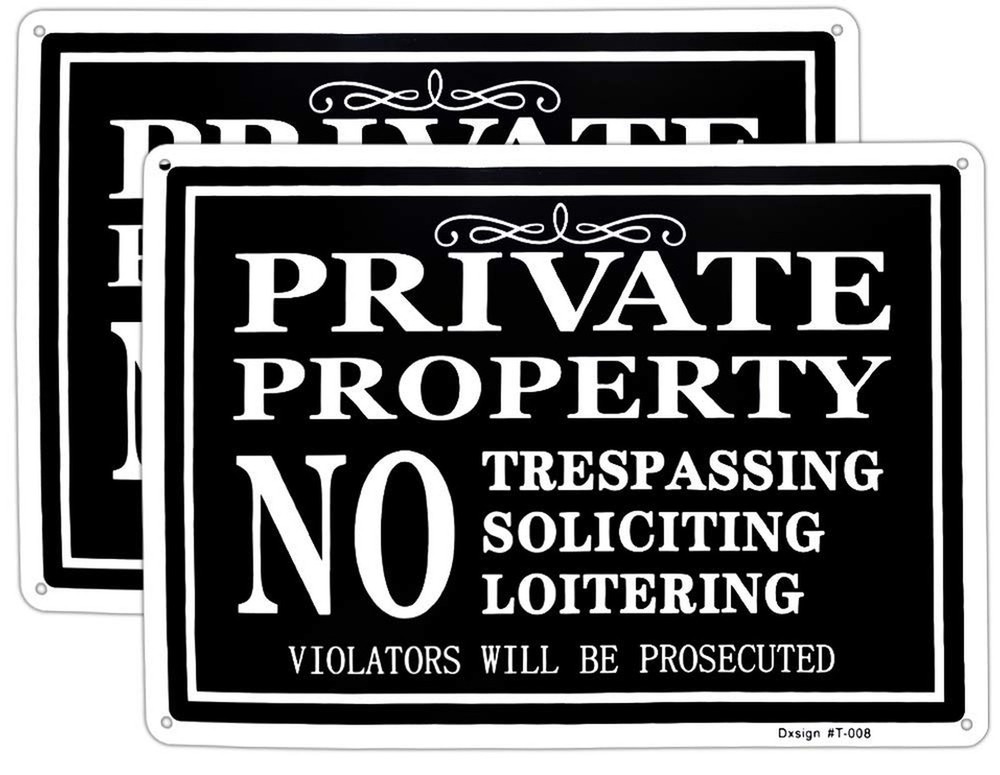 Private Property No Trespassing Aluminum Sign 14×10 inches, UV Printed, 2-Pac…