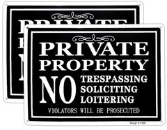 Private Property No Trespassing Aluminum Sign 14×10 inches, UV Printed, 2-Pac…