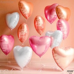 , Rose Gold, White and Pink Heart Balloons – 18 Pink, Rose Gold and Silver