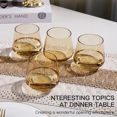 Amber Stemless Wine Glasses Set of 6-14oz Classic Design for Drinking, Amber …