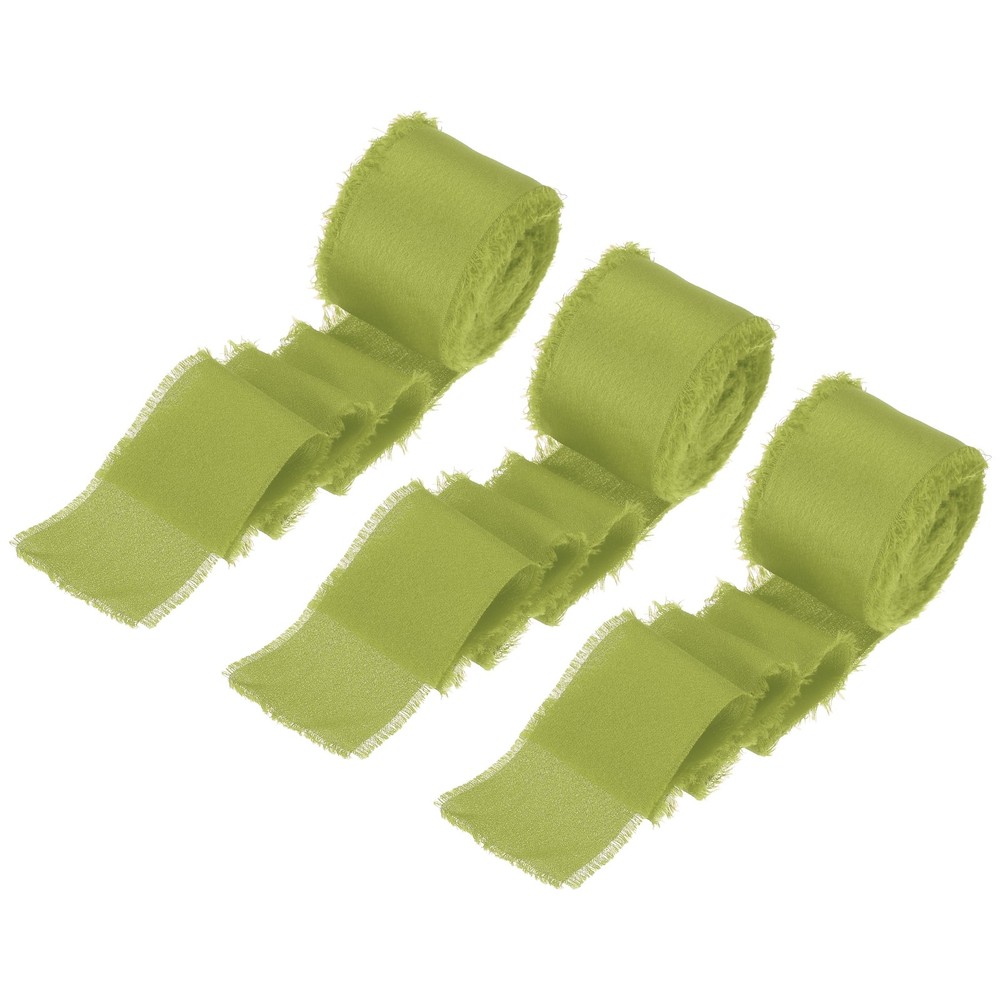 3 Rolls Silk Satin Ribbon, 1.5″ 10 Yards Chiffon Fabric Ribbon Olive Green