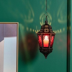 DECORKEY Lantern Decorative Indoor & Outdoor, 13.6’’ Moroccan Style Purple