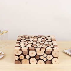 NATURAL 14″x14″ Square Wooden Cake Stand Pedestal Riser Wedding Centerpieces