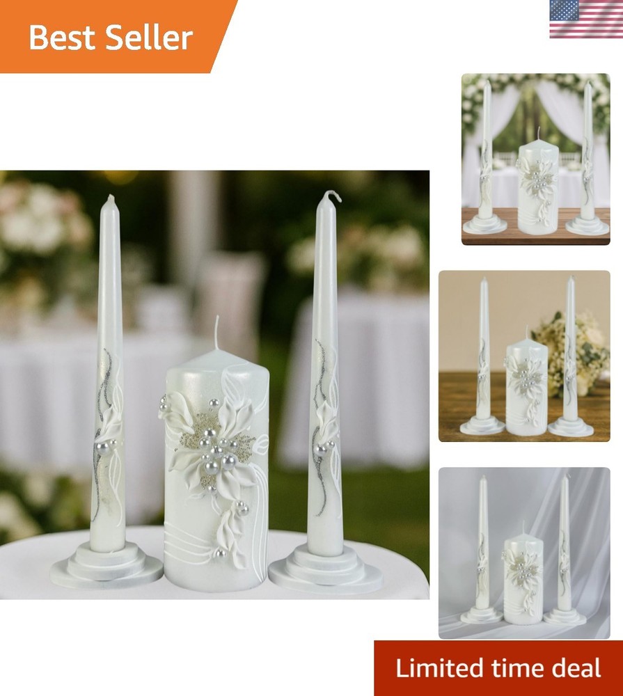 Unity Candle Set – Wedding Ceremony & Reception – 6” Pillar & Two 10” Taper C…