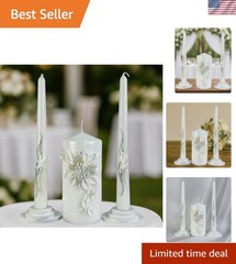 Unity Candle Set – Wedding Ceremony & Reception – 6” Pillar & Two 10” Taper C…