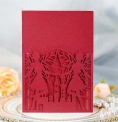 25/50/100Pcs Laser Cut Hollow Castle Angel Wedding Invitations Invit Cards