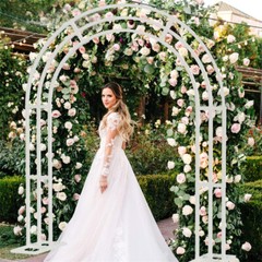 Jumbo White Wedding Arch Ceremony Metal Backdrop Garden Arch Frame Pergola Stand