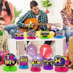 9 Pieces 80’s Retro Party Supplies 1980 6 x 8 inches, Multicolor