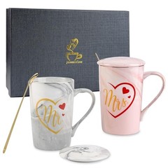Wedding Gifts 12.8 oz Mr and Mrs Mugs Ceramic Coffee Cups Engagement Gifts